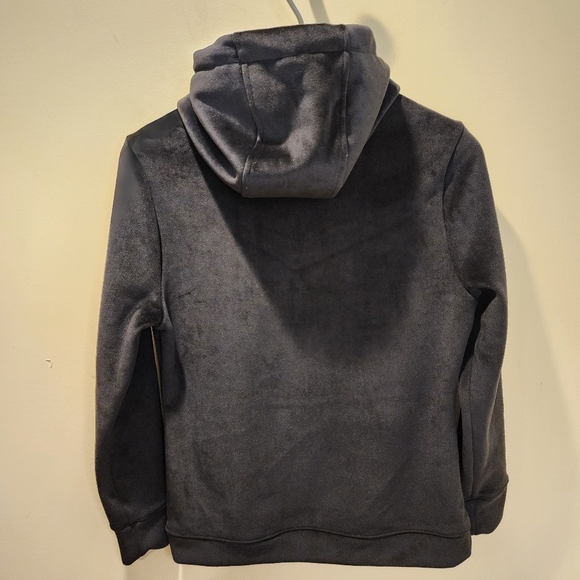 EMELY B Women's Fulm Zip Hooded Black Velvet   Sweatshirt Size M - Picture 9 of 12